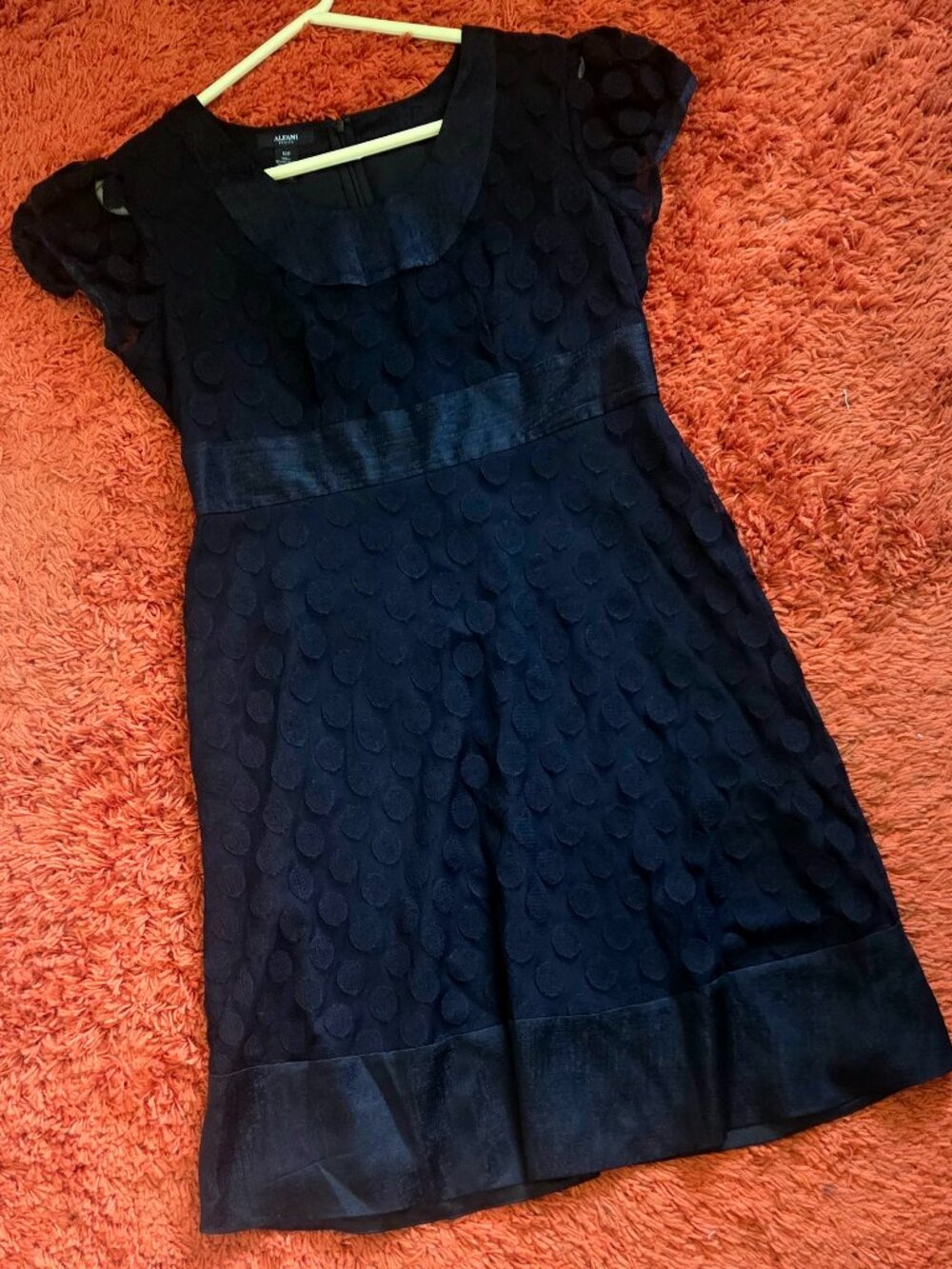 Vintage Alfani A-Line Dress – Women's Petite 12P – Black Polka Dot